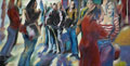 Langer Dienstag 13, Menschenmassen in der Fußgängerzone, gemalt mit Ölfarben